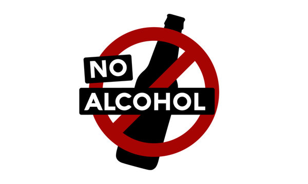 No Alcohol Sign with Bottle Vector Illustration
