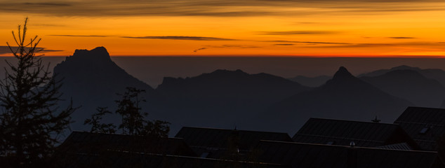 Beautiful sunrise at Feuerkogel summit - Ebensee - Salzburg - Austria
