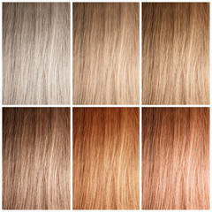 Naklejka premium Set with color hair samples. Beauty and professional treatment