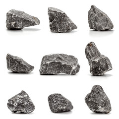 collection of stones isolated on white background.close up