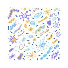 Bacteria cells set composition. Vector illustration.