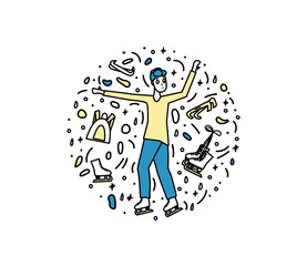 Figure skating concept. Vector illustration.