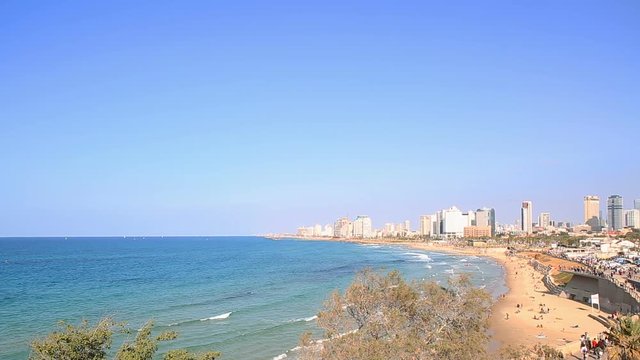 Video panorama of of quai in southern Tel Aviv from Jaffa