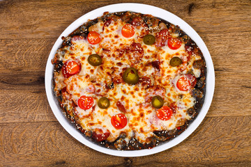 Pizza pepperoni with pepper
