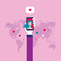 Love and Social Network concept St Valentines Day Vector illustration