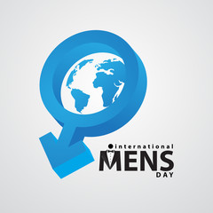 International Mens Day creative sign with symbol and globe in 3d