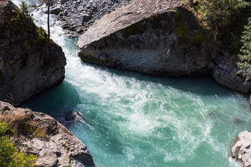 water stream in mountain river in Dombay