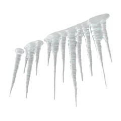 Icicles On White Background Isolated. 3D Illustration