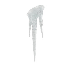 Icicles Sparkling On White Background Isolated. 3D Illustration