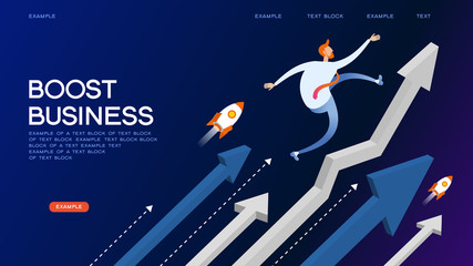Boost business isometric concept banner