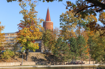 Autumn in Opole - Piastowska tower - obrazy, fototapety, plakaty