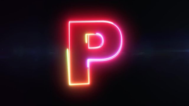 Letter P - shaking symbol outline looping on black background in 4k animation