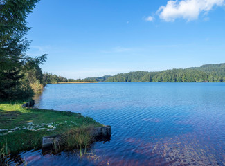 Kirchsee Nordufer. Schöner moorsee und Idyllischen Lage in der Gemeinde Sachsenkam. Oberbayern