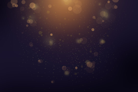 Gold and black abstract bokeh background Christmas and Happy new year on blurred bokeh