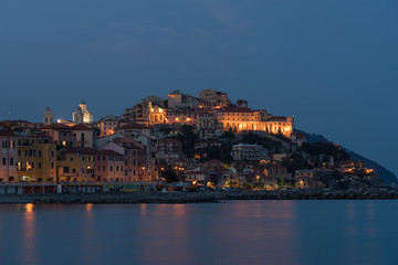 Fototapeta na wymiar Italian Riviera, Imperia in the evening