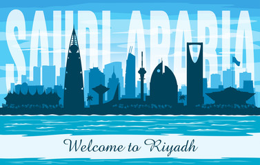 Obraz premium Riyadh Saudi Arabia city skyline vector silhouette