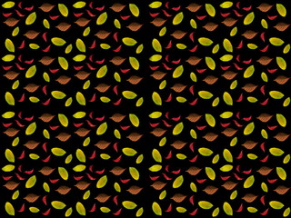 Autumn colorful leaves on a black background.