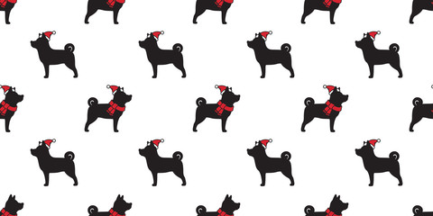dog seamless pattern Christmas vector Santa Claus Xmas hat french bulldog scarf cartoon isolated tail background repeat wallpaper illustration