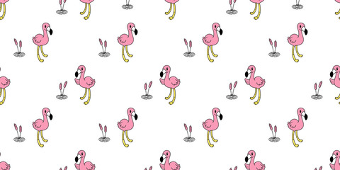 Flamingo seamless pattern vector pink Flamingos bird cartoon scarf isolated tile background repeat wallpaper illustration