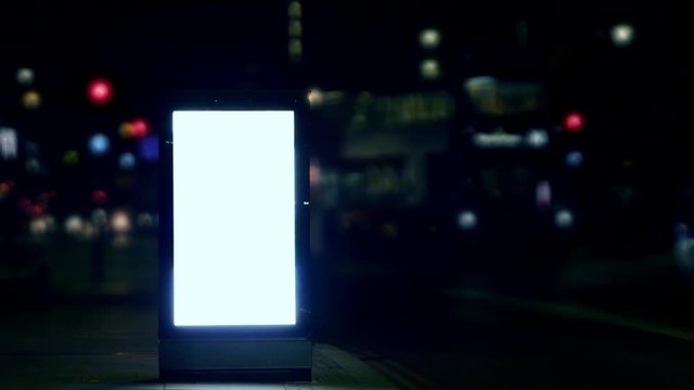 Advertising Street billboard illuminated sign at night