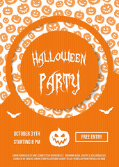 Design of Halloween Party invitation card with pumpkins. Vector.