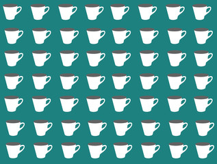 mini cup of coffee seamless pattern on green background for background