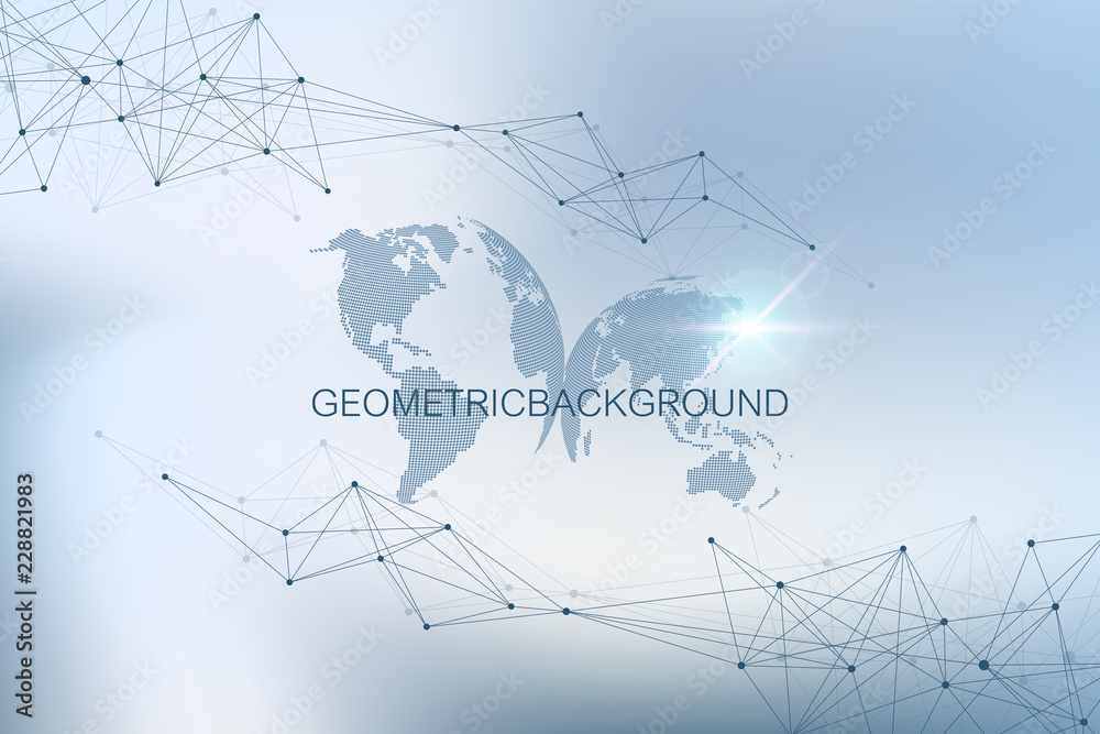 Poster Big data visualization. Graphic abstract background communication. Perspective backdrop visualization. Analytical network visualization. Vector illustration.