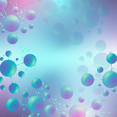 Abstract molecules structure design, atom, neurons. Medical background for banner or flyer. Molecular chemistry pattern, texture. Vector illustration.