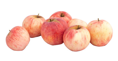 apples, apples on a white background, a lot of ripe red apples