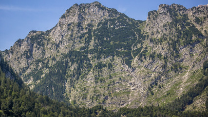 Fototapeta na wymiar Beautiful alpine view near the famous Koenigssee - Schoenau - Bavaria - Germany