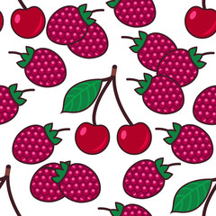 Seamless pattern background with berries, colorful illustration