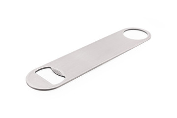 Aluminium bottle opener for your design on isolated background with clipping path.