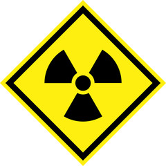 Yellow hazard sign with radiation