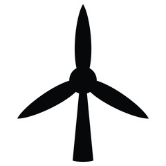 A black and white silhouette vector of a windmill