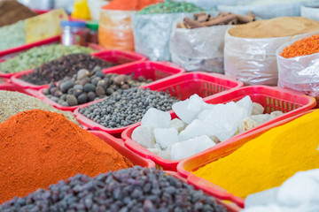 Traditional bazaar with spices in Tashkent, Uzbekistan.
