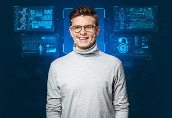 Biometric verification - young man face recognition