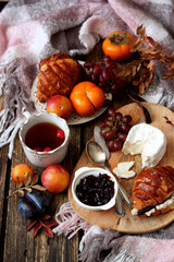 Autumn breakfast in french style 