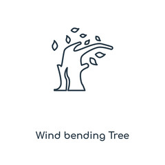 wind bending tree icon vector