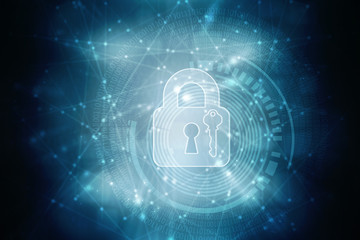 2d illustration Safety concept: Closed Padlock on digital background
