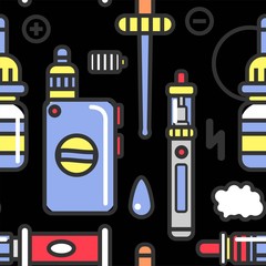 Vape devices and accessories with flavored steam seamless pattern.