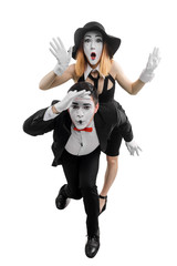 Sketch of two mime actors