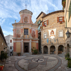 Seborga, Italy: The church of San Martino in the ancient village in Liguria