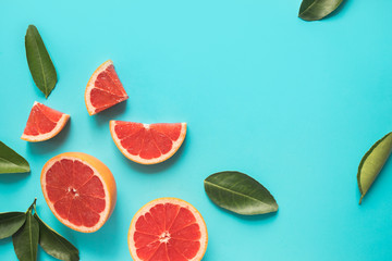 Top view of colorful orange fruit slice  on pastel background.concepts ideas of fruit,vegetable.healthy eating