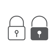 Lock line and glyph icon, security and padlock, door lock sign, vector graphics, a linear pattern on a white background.