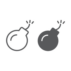 Bomb line and glyph icon, danger and weapon, explosion sign, vector graphics, a linear pattern on a white background.
