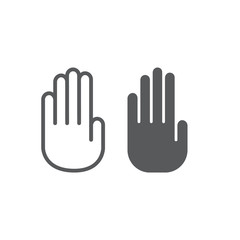 Obraz premium Stop hand line and glyph icon, warning and palm, stop sign, vector graphics, a linear pattern on a white background.