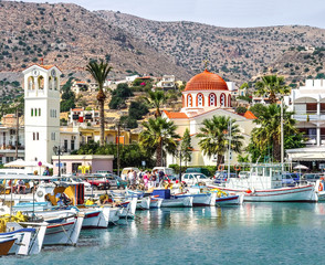 Harbor town of Elounda on the island of Crete