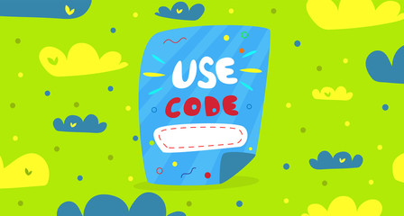 Promo code. Concept promotions.