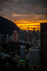 Hong Kong skyline at sunset before the typhoon - 1