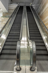 Escalators in an empty shopping mall in Hong Kong with motion blur effect - 3